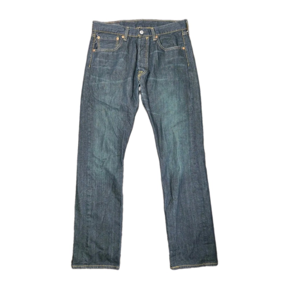 Levis 501 Jeans Mens 33x32 Blue Dark Wash Button Fly Straight Leg Original Fit